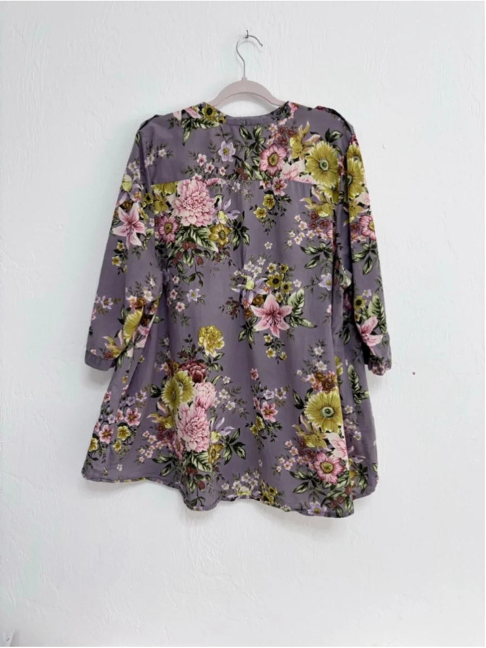 Women's denim24/7 Purple Floral Tunic Top Plus Size 24W Cotton - Picture 2 of 9